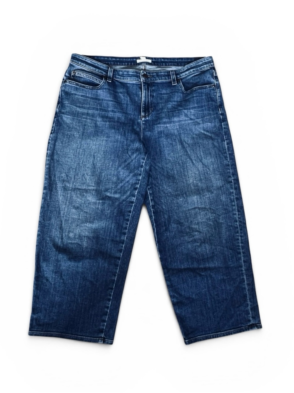 Eileen Fisher Women’s Sz 14 Wide Leg Jeans Cropped Cotton Stretch Denim